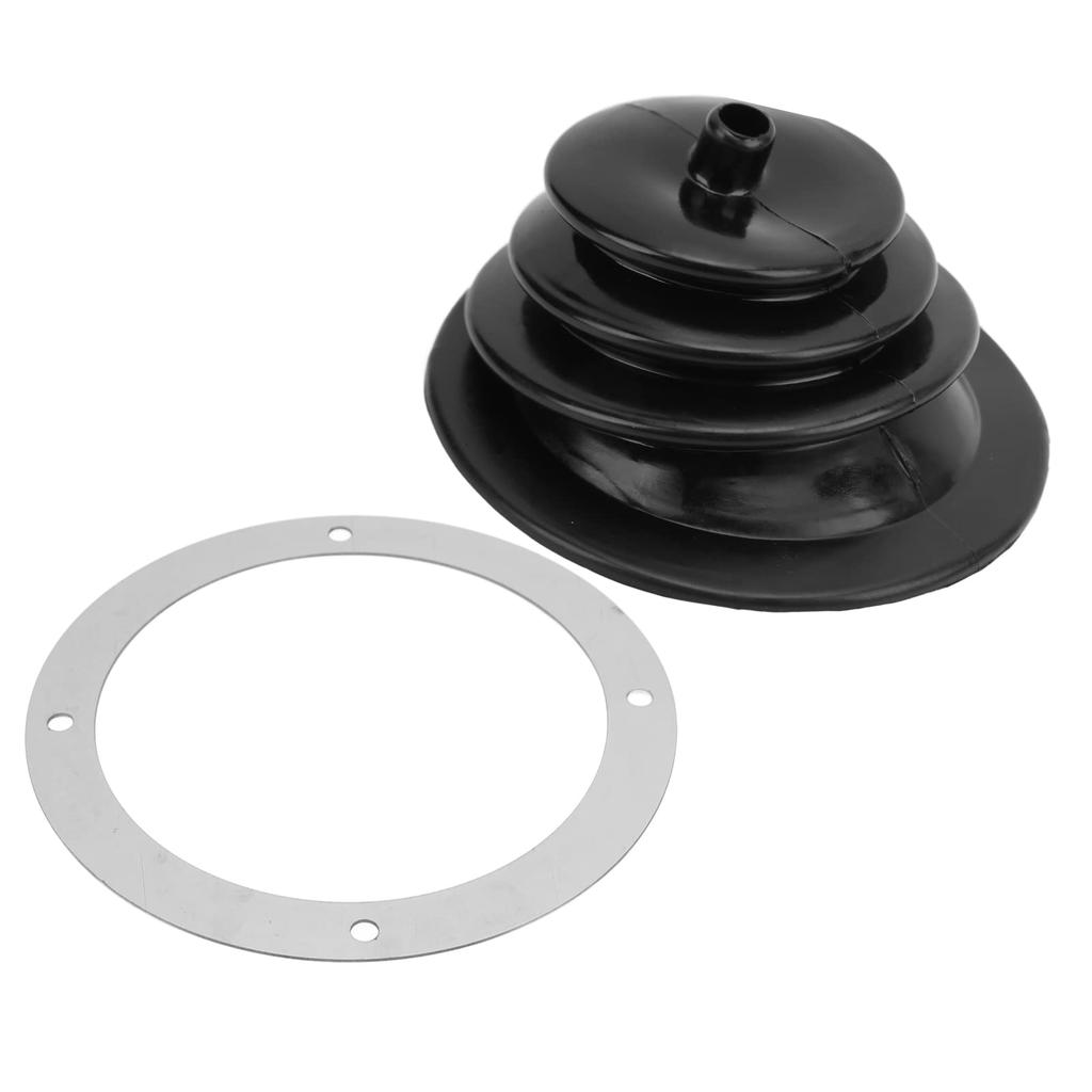 J-ouuo Gear Shift Handbrake Lever Boot Plate Kit Dustproof Black Rubber Round 5.250"/13.3cm Universal