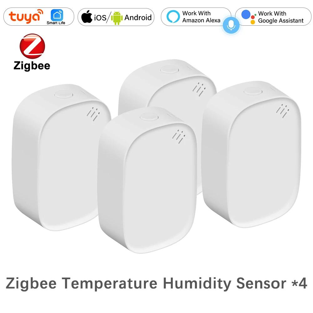 Tuya Zigbee Smart Temperature and Humidity Sensor Detector Battery Powered ZigBee Hub App Monitoring Work With Alexa Google Home