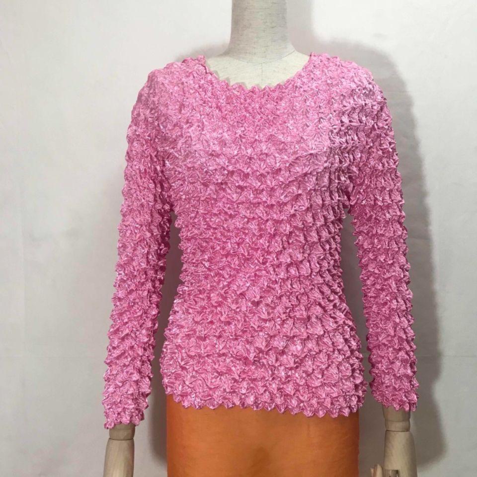 

Плиссированная рубашка с ананасом, модная рубашка с пузырьками, универсальная волшебная рубашка с длинным рукавом, большая женская одежда One size