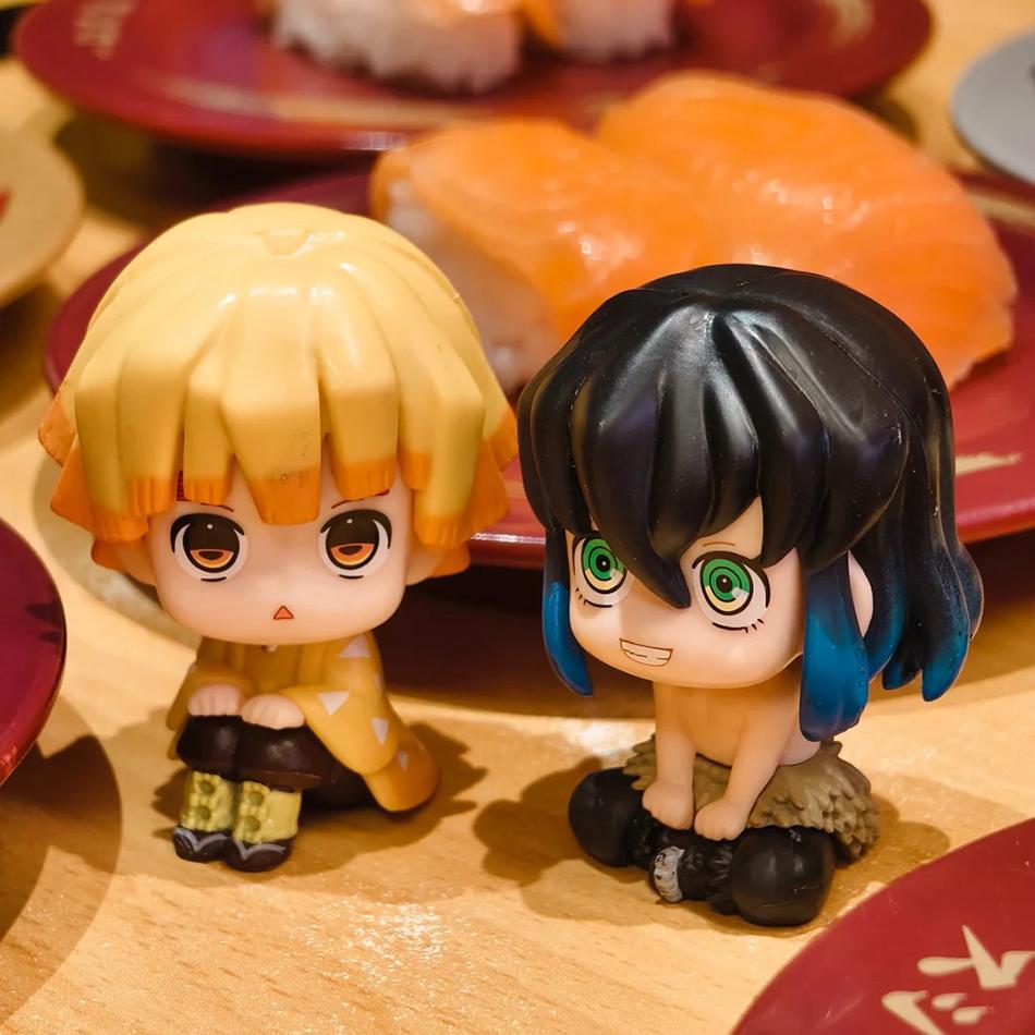 8Pcs/Set Demon Slayer Figure Toy Anime Kimetsu no Yaiba Q Version Sitting Lookup PVC Figurine Model Doll Birthday Gifts