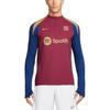 Nike Maglietta a Maniche Lunghe Girocollo FC Barcelona Strike Elite con Stampa di Lettere Color Block Uomo Top Rosso FJ5373-621