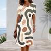 Women Plus Size Round Neck Short Sleeve Abstract Printed A Line Midi Dress
