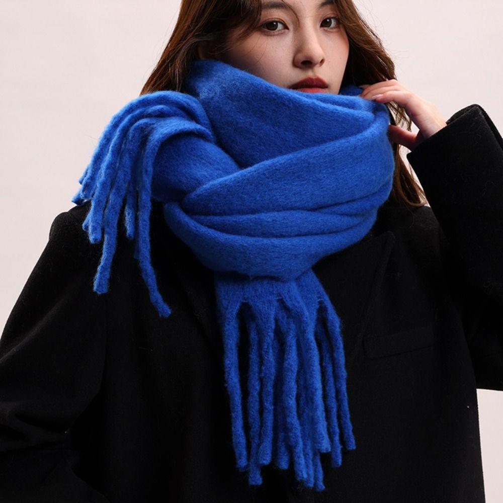 Mohair Winter Cashmere Scarves Plush Long Shawl Classic Winter Wool Scarf  Girl