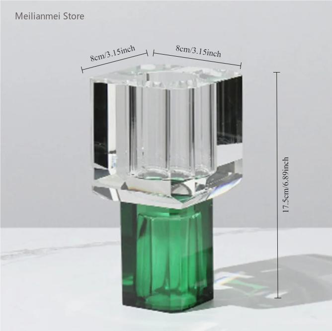 Modern Transparent Crystal Vases Living Room Dining Table Decorations Colored Glass Vase Square Flower Arrangement Containers