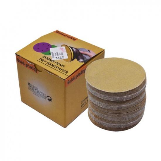 NO-Hole 100 Pack 5" 180 Grit Disc Hook Loop Pads Sanding Discs Flocking
