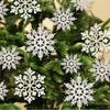 Christmas Snowflake Ornaments White Plastic Glitter Snowflakes Hanging Decorations for Xmas Tree Party Shop Window Decor 36 Pack