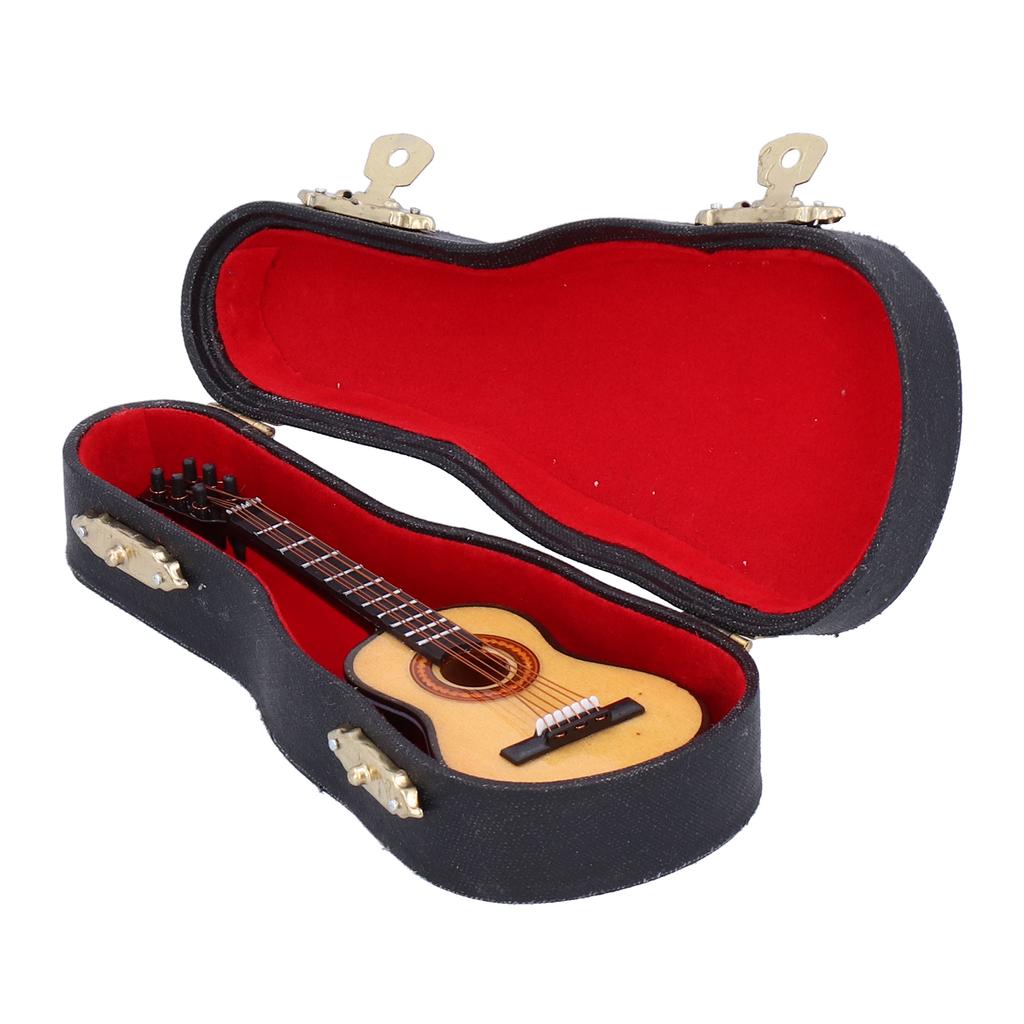 Gitarmodell Tre Skrivebord Mini Musikkinstrument Ornament med Stativ og Oppbevaringsboks