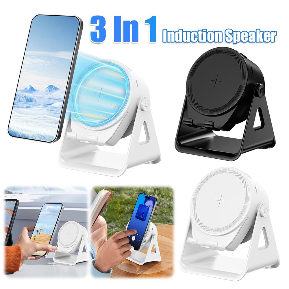 3 In 1 Small BT5.3 Speaker with Phone Holder Foldable Wireless Speaker Anti-Slip Tablet Stand BT Speaker for Home Office Bracket