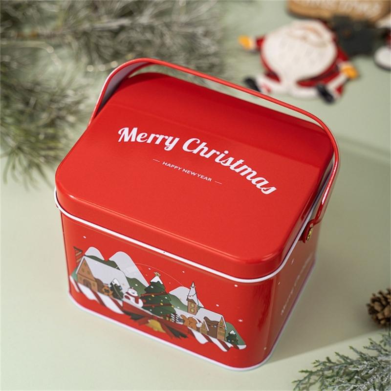 2pcs Christmas Decoration Candy Boxes with Convenient Carry Handle Sweets Storage Solution Handheld Candies Holder