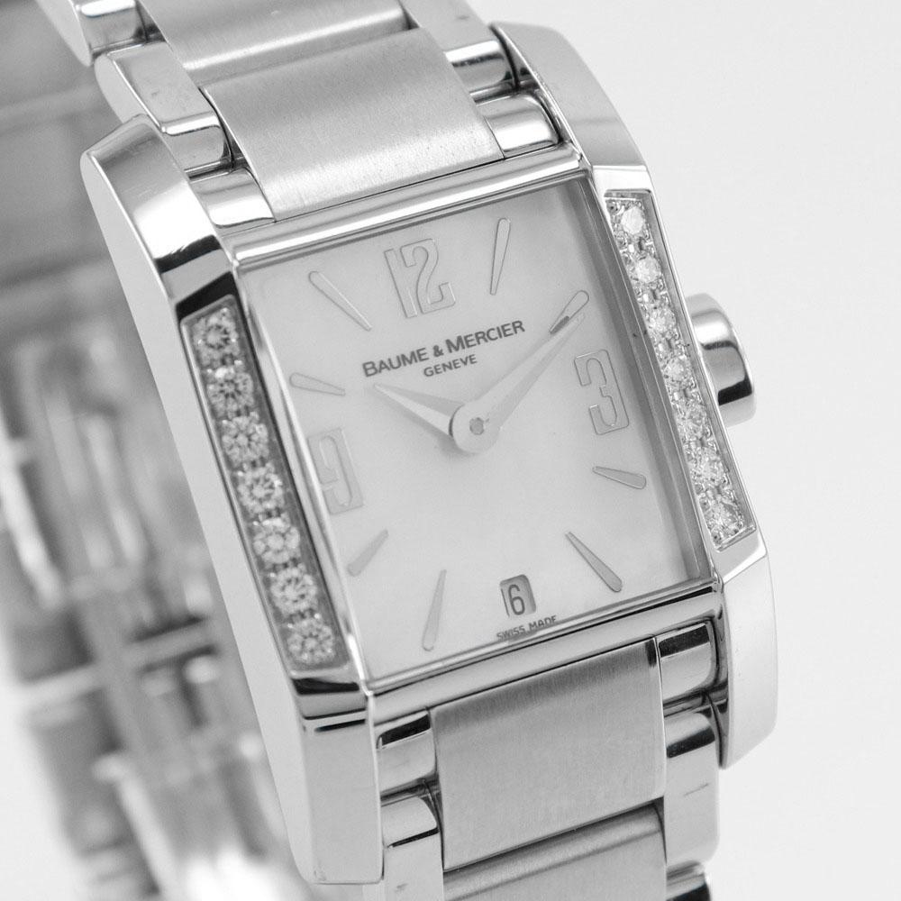 baume & mercier Diamant Watches Diamond Bezel Silver White shellDial Stainless Steel Quartz Analog Display Women Used