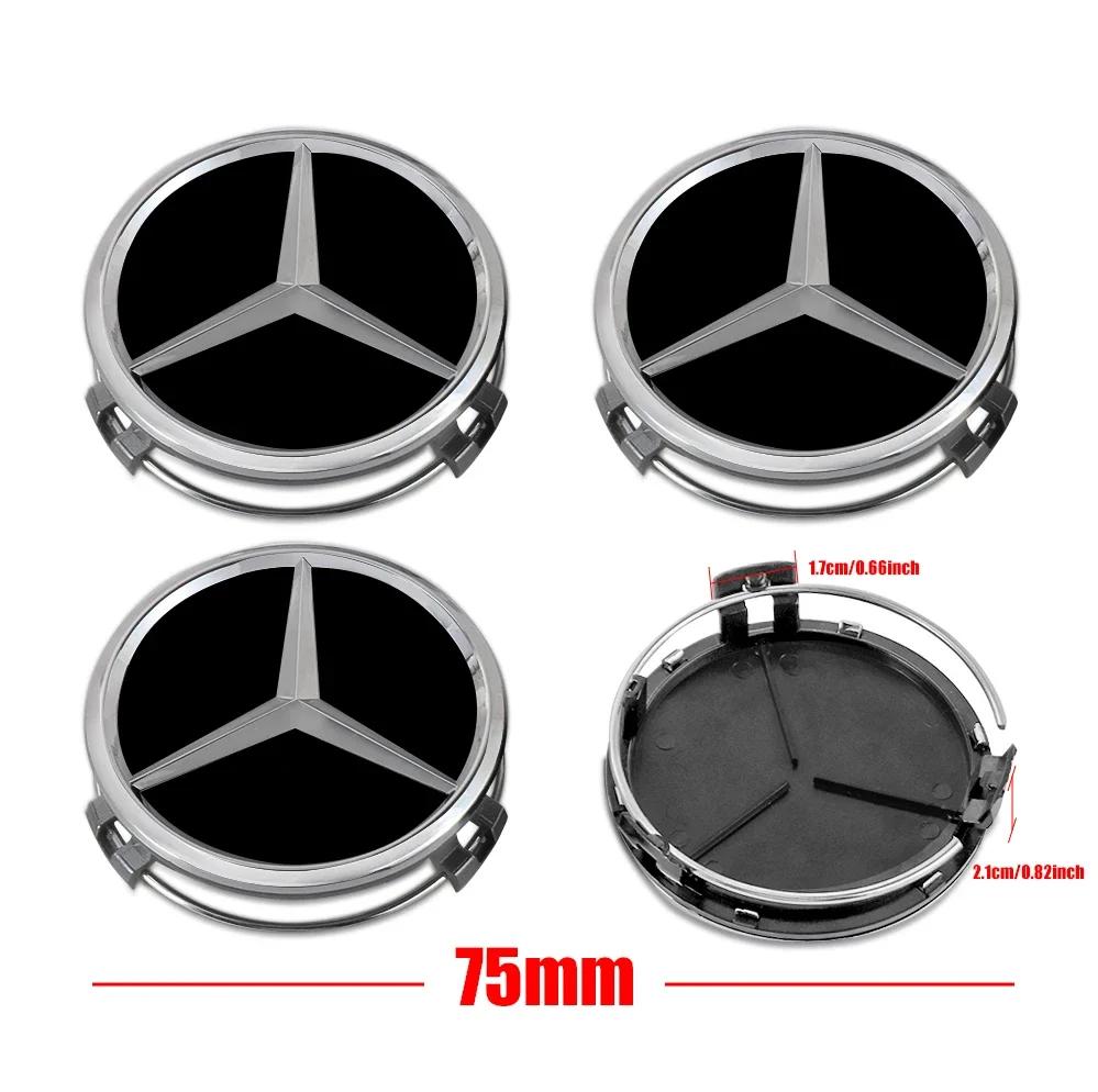Car Sticker For Benz 4PCS 75MM Car Wheel Center Hub Caps Tire Rim Covers Auto Accessories For Mercedes Benz CLA A180 W108 AMG CL