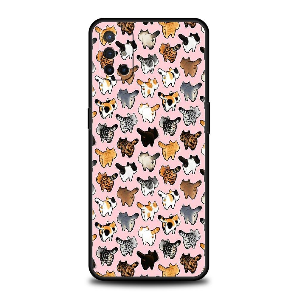 Cartoon Cats Background For OnePlus 10 Pro 9 8T 8 Nord N10 7 7T 9R Phone Case For 1+ Nord 2T CE 2 N100 N200 Z 5G Black Cover