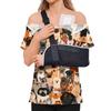 Women Shirt Animal Print Short Sleeve Top Shoulder Zipper Side Hook and Loop Closure Loose Fit Blouse