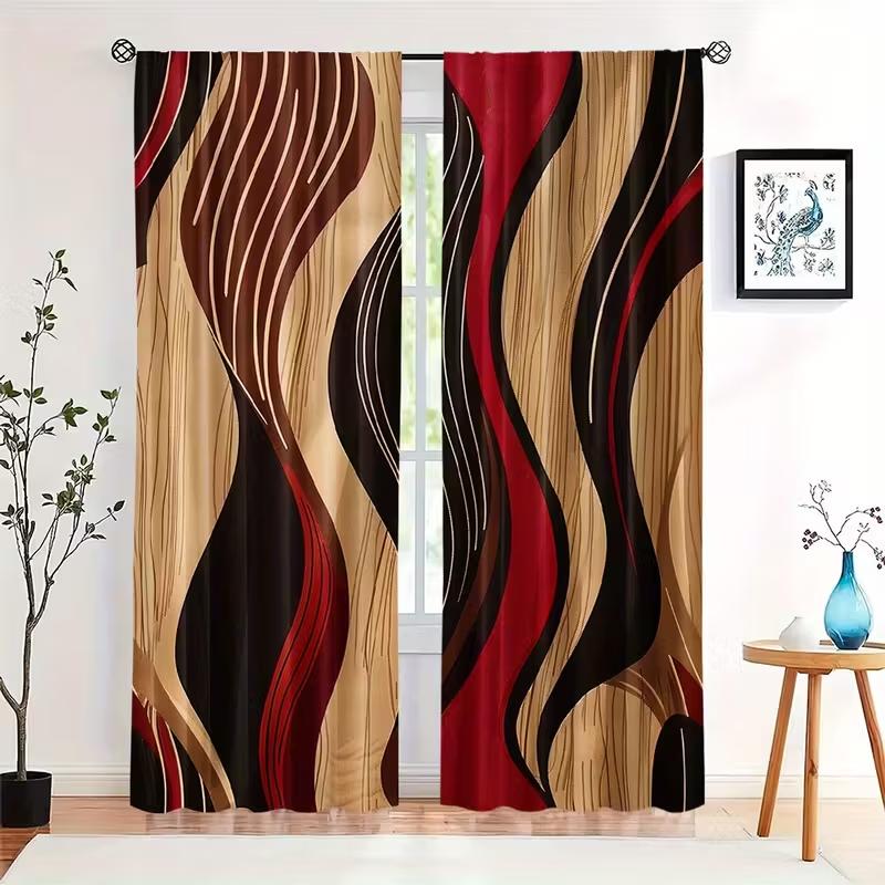 2PCS 2D flat  curtains, polyester material , high-definition digital printing art design,  bedroom,home decor