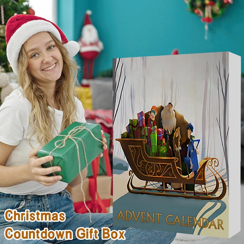 2D Flat Acrylic Mystery Box 24pcs Pendant With Airplane Box Funny Christmas Countdown Calendar