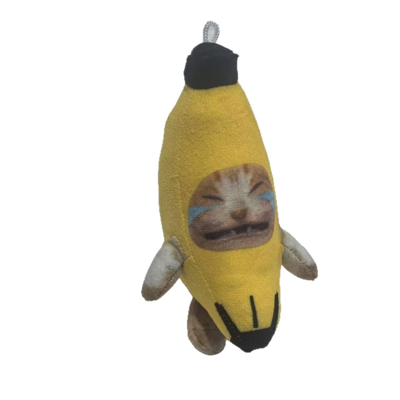 17cm Sound Toy Banana Cat Doll Pendant Singing Doll Keychain Crying Happy Banana Cat Plush with Sound Toy Car Bag Kid Funny Gift