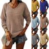 Autumn And Winter New Women'S Knitted Sweater V-Neck Solid Color Pullover Loose Sweater, Women