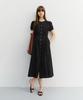 Deonseuteu Maxi Shirring Half Sleeve Dress_Uddr6B221_Black
