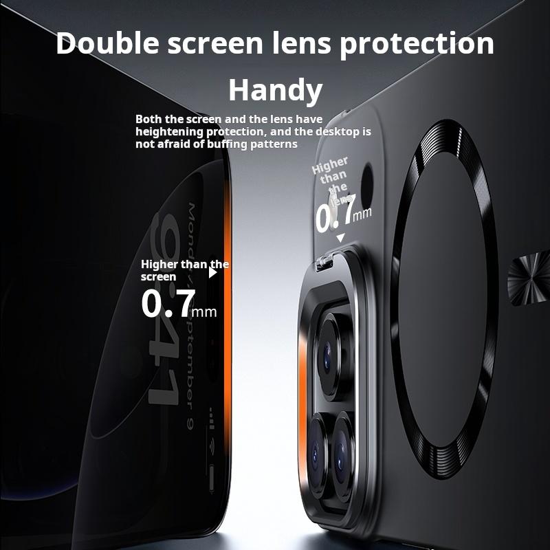 Ultra Thin Metal Lens Holder Frameless for Magsafe Magnetic Case for Iphone 17 Air 16 15 14 Pro Max 13 Solid Matte Skin PC Cover