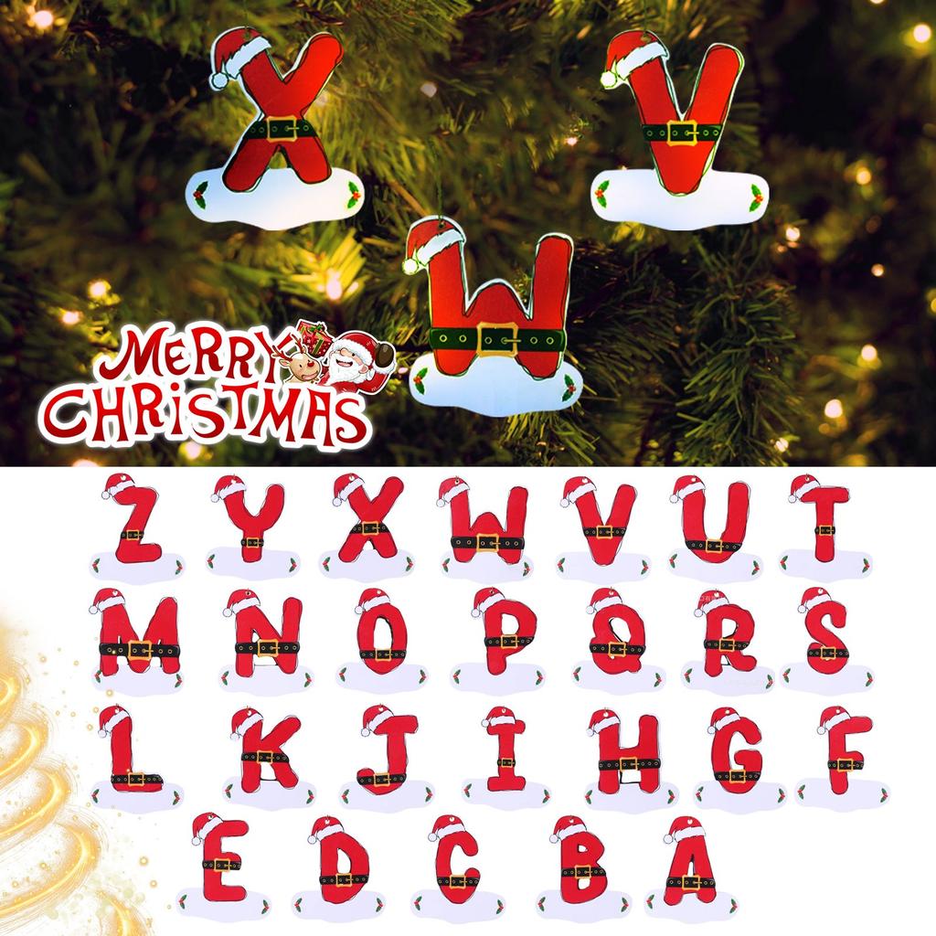 26 Letters Christmas Tree Ornament Christmas Pendant DIY Alphabet Pendant Atmosphere Decoration Christmas Tree Letters 1PC