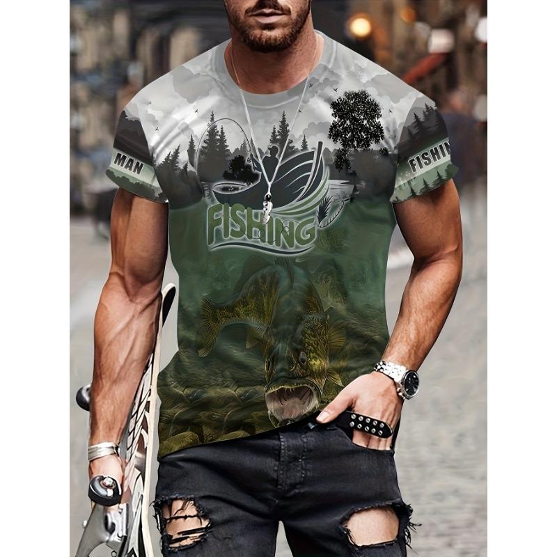 Fashion 3D Carp Fishing Men T-Shirt Fashion O-Neck Short-Sleeve Oversized