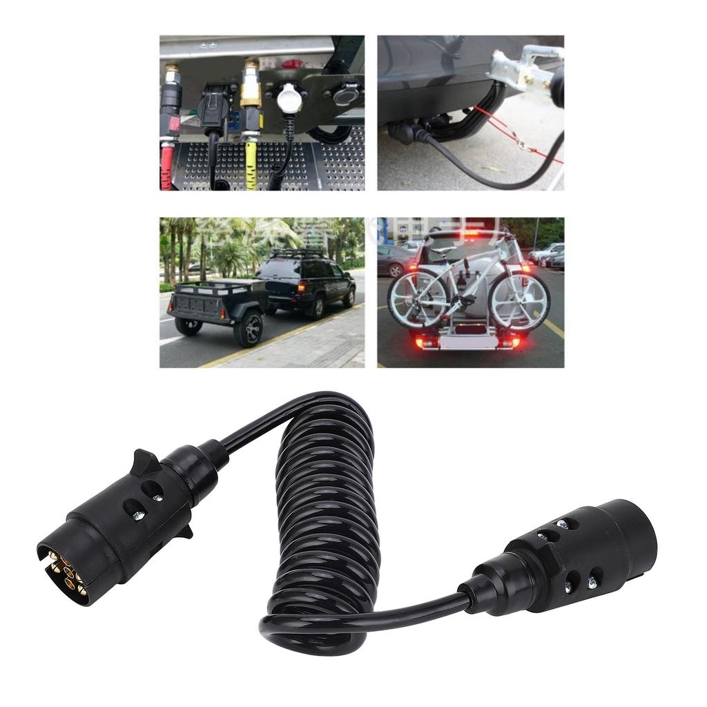 12V 24V Trailer Spring Wire 2M 7 Core Spring Towing Coiled Wire for Commercial Vehicles Campers Cars Boats Coiled Trailer Wire