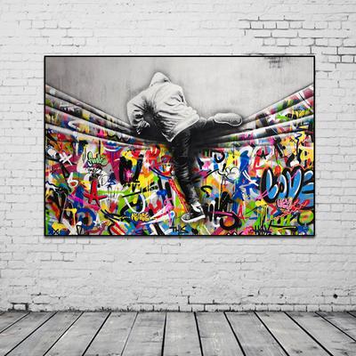 Banksy Art Kinderliebhaber hinter dem Vorhang Leinwandgemälde auf der Wall Street Kunstplakate und Drucke Wandbilder Home Cuadros