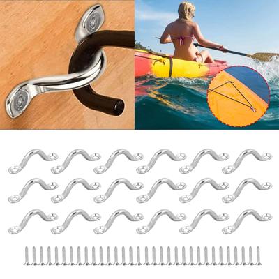 16Pcs Stainless Steels Boat Top Pad Eye Deck Loop Strap Tie Down Anchors Point Hardware for Kayak Canoes Rigging Durable