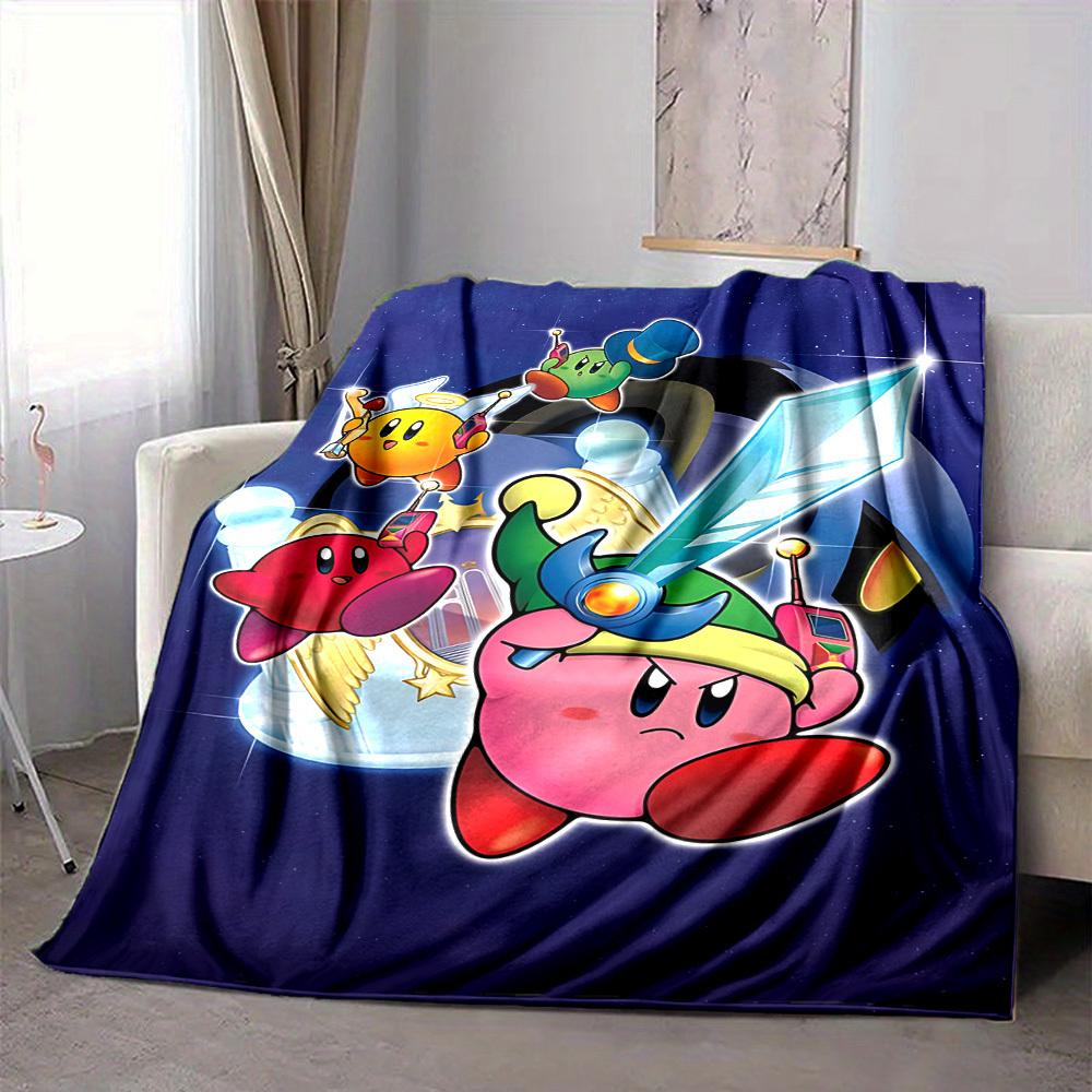 1pc Kirby Flannel Blanket, Soft Skin-Friendly with Digital Printing, Various Sizes Available