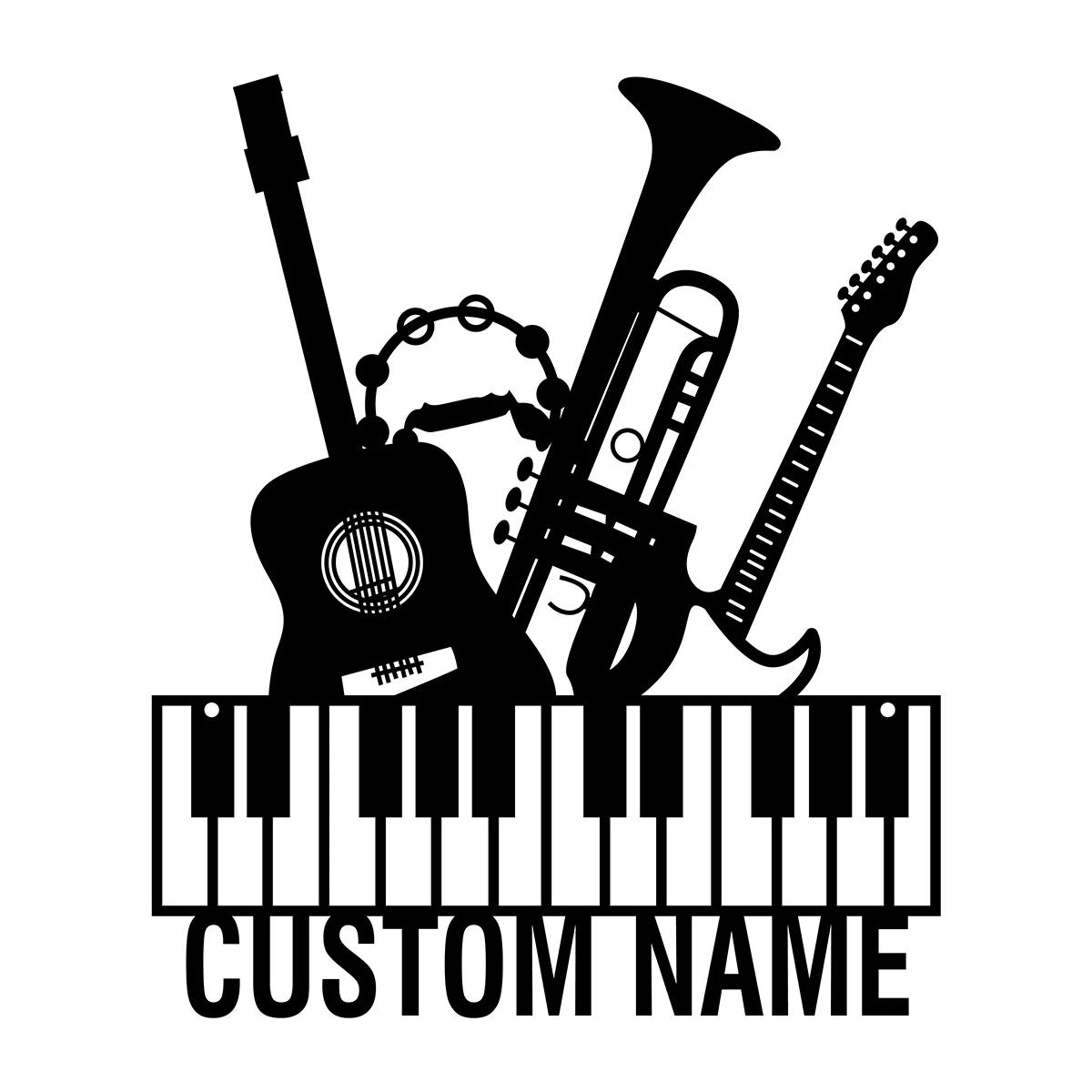 

Custom Metal Music Wall Art Personalized Musician Gift Studio Decor Microphone Headphones Sign чёрный
