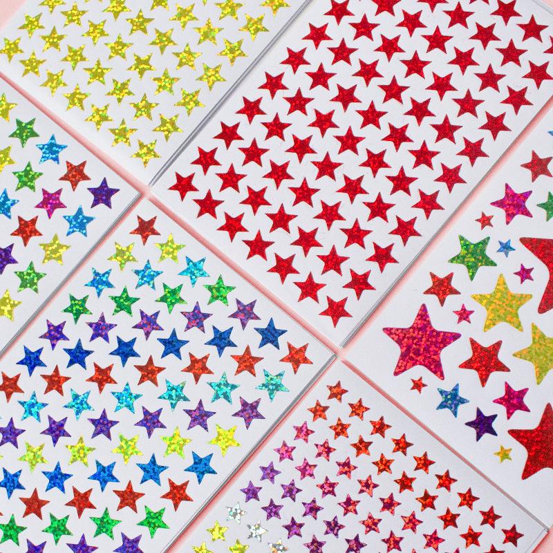 Vibrant Star Laser Stickers for Teacher Rewards & Student Encouragement, Waterproof & Self-Adhesive Labels