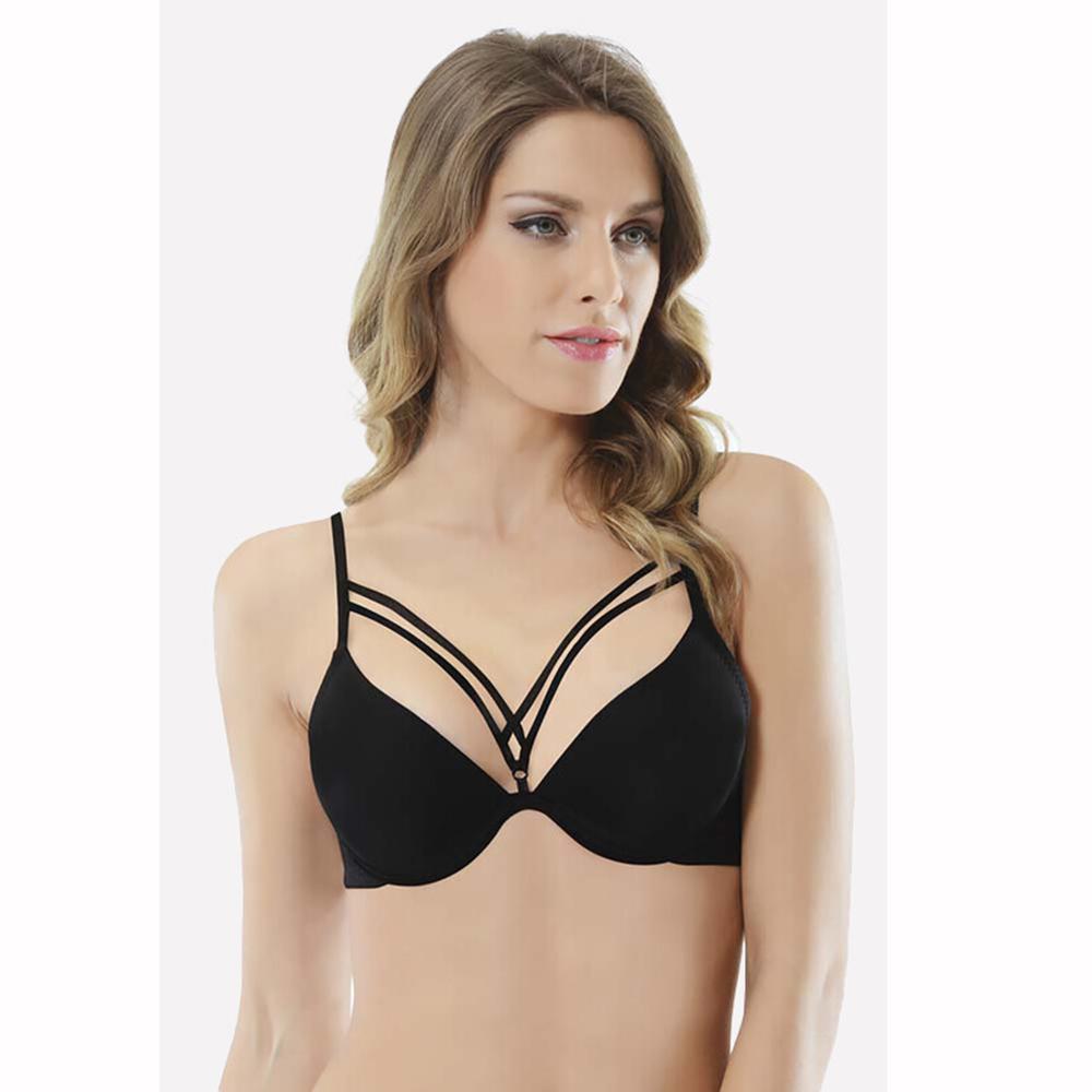 

Женский поддерживающий бюстгальтер NBB Черный кружевной бюстгальтер с деталями