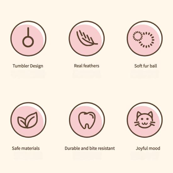 Interactive Tumbler Cat Toy with Feather Plush Balls Tumbler Cat Teaser Toy Self-Play Feather Teasing Wand for Indoor Cats Anxiety Boredom Relief