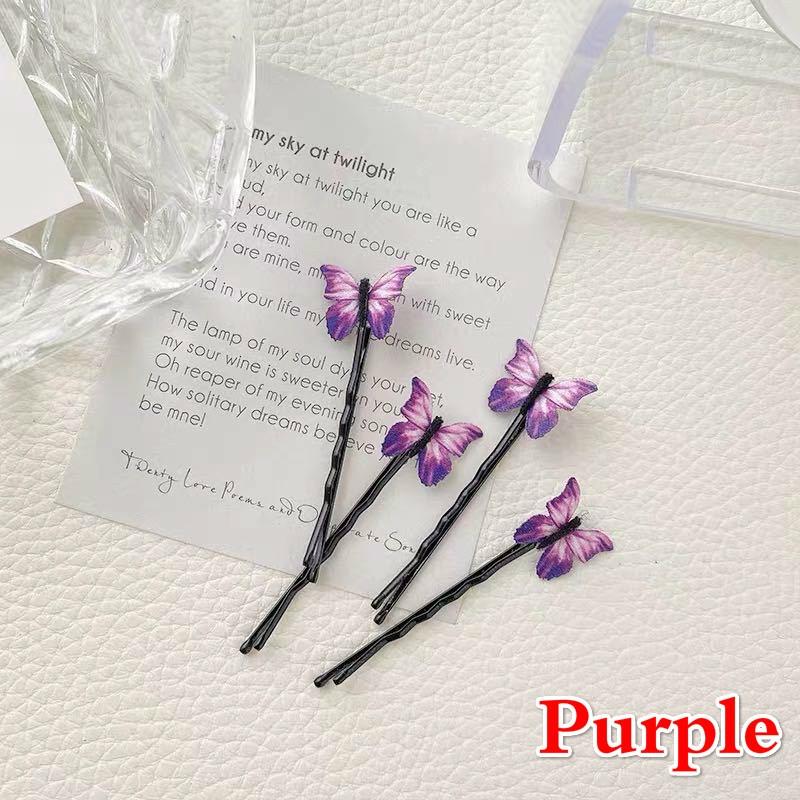 

4 шт. женские синие заколки-бабочки элегантные заколки для волос из марли модные аксессуары для волос фиолетовый