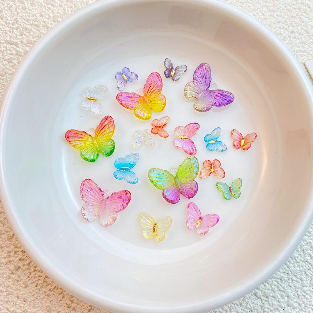 40Pcs New Cute Resin Mini Sparkling Butterfly Series Flat Back Manicure Parts Embellishments For Hair Bows Accessories