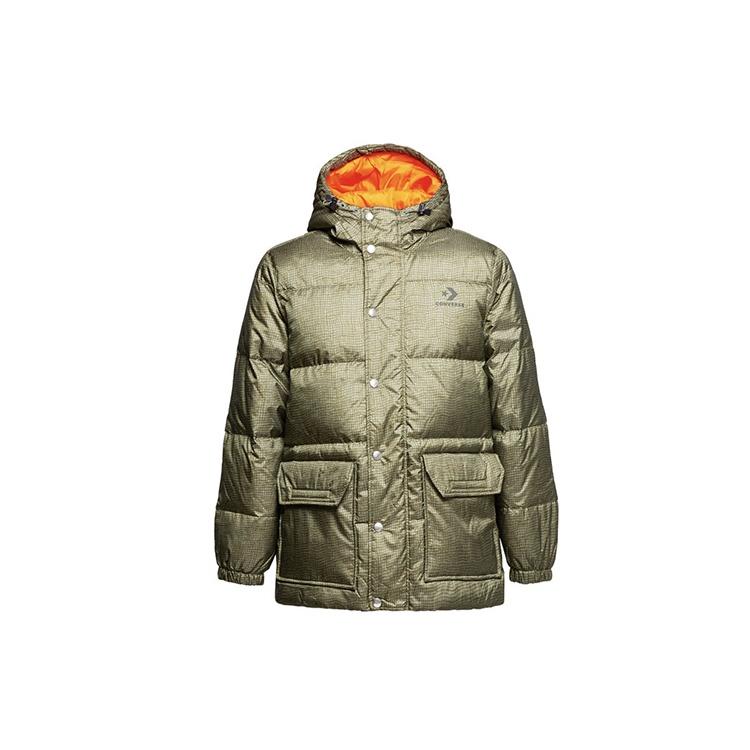 Converse Mid-length Printed Down Puffer Jacket Asia Sizing Metallic Green Men s 10007262-A01 M