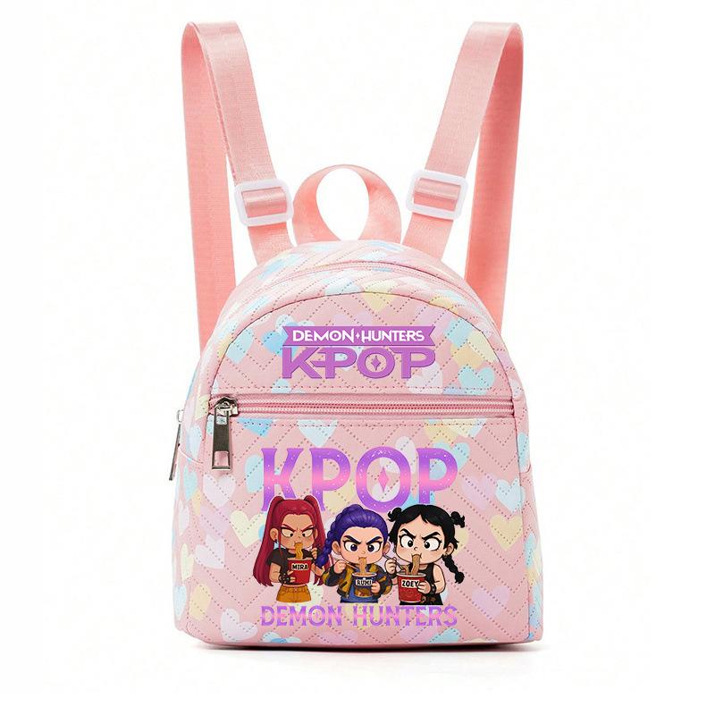 Kpop Synthetic Leather School Backpack for Girls Lightweight Candy Color Campus Bag