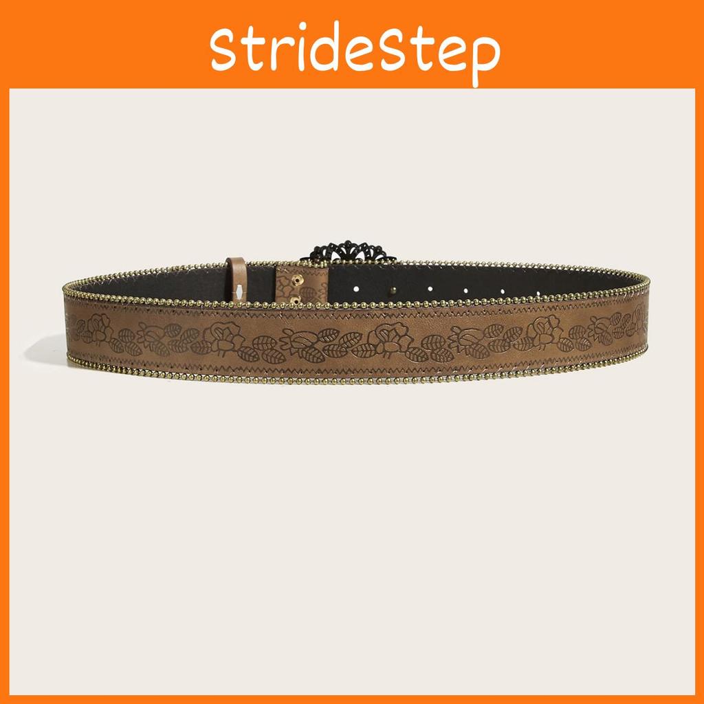 Petal Retro Style Leather Waist Belt Alloy Buckle Streetwear Decoration Look