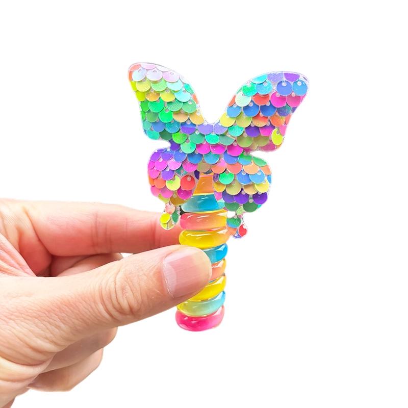 1PC New Lovely Beaded Big Flowers Elastic Spiral Hair Rope Head Rope Ponytail Hair Ring Rubber Band Headdress For Kids