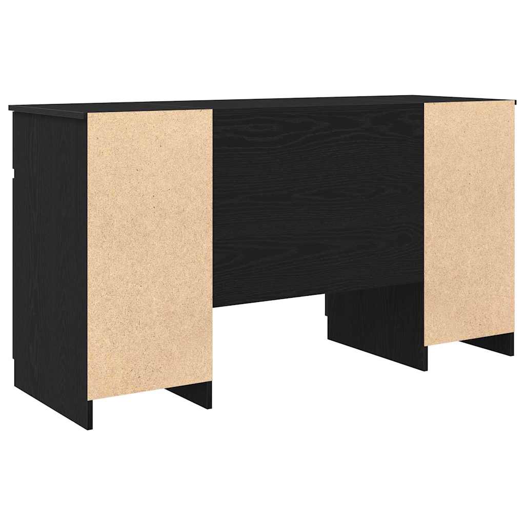 Desk with Shelf Black Oak Effect 140 X 49 X 76 Cm