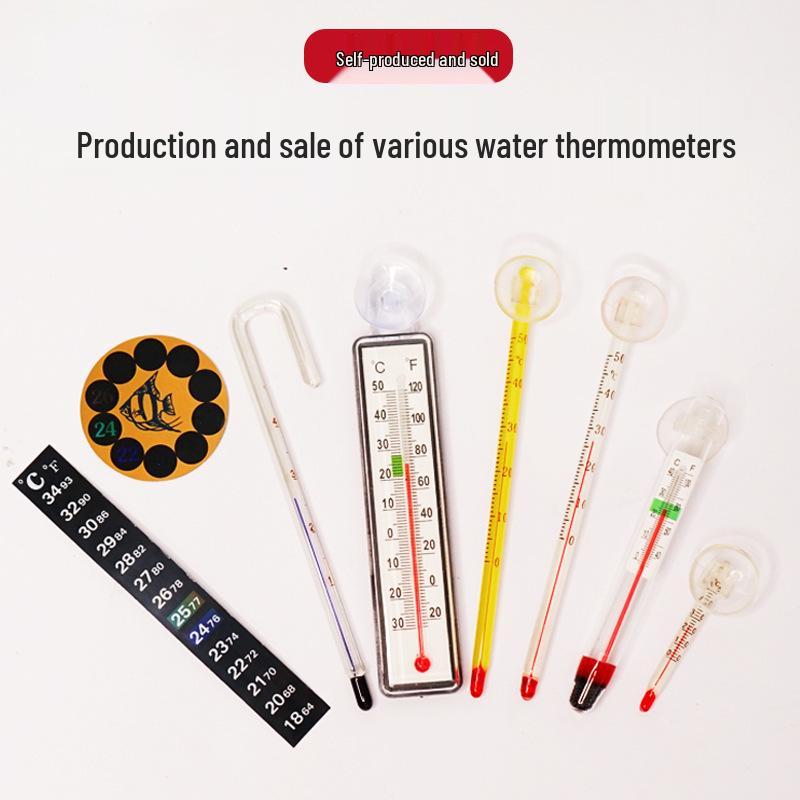 Aquarium Glass Thermometer with Suction Cup - White & Yellow Rods for Accurate Temperature Measurement