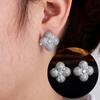 Elegant Four Leaf Clover Zircon Necklace Earring Set Women Gold Tone Fine Jewelry Wedding Bridal Accessory