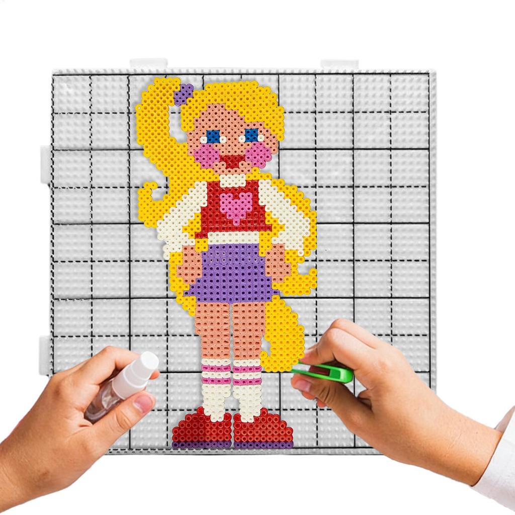 Panneaux perforés réutilisables résistants à la chaleur pour perles à fusion, Tapis pour perles à fusion avec outil, Kit d'art DIY pour débutants, Loisir créatif de création de motifs