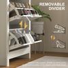 Slim Shoe Cabinet, Narrow Shoe Cupboard with 3 Flip Drawers, Adjustable Shelves for 18 Pairs of Shoes, High Gloss White