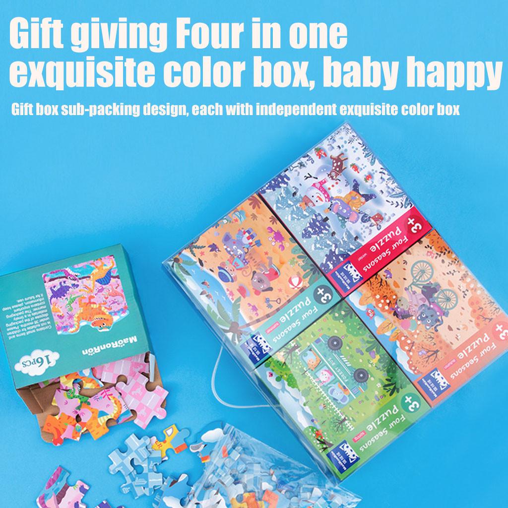 Buy YE Wooden Portable Gift Box FourInOne Puzzle Children's Puzzle
