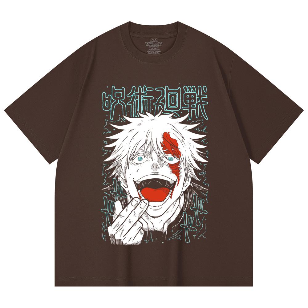 230 Gsm 100% Cotton Jujutsu Kaisen V1 Gojo Print Unisex Heavy Cotton T Shirt