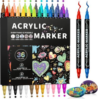 12-120 Farben Doppelspitz Acrylfarbe Stifte Marker für Holz Leinwand Stein Fels Malerei Glas Keramik Oberflächen DIY Basteln