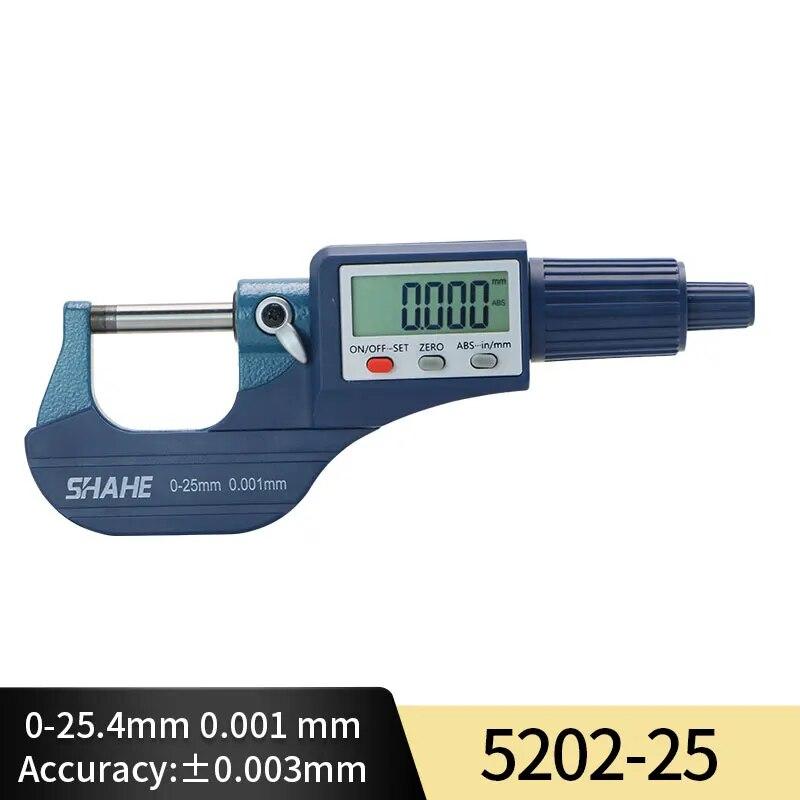 SHAHE 0.001mm Electronic Outside Micrometer 0-25mm Digital Micrometer Electronic Digital Caliper Gauge 5202-25