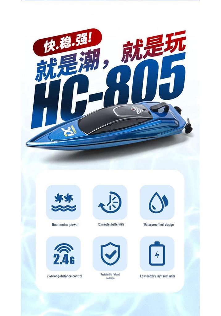 2.4G Wireless Long-Range Electric Speedboat for Kids - High-Speed Mini Remote Control Racing Motorboat