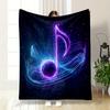 Glowing Musical Note Design Patterned Blanket, Flannel, Suitable for All Seasons, Home Decor, Warm and Cozy